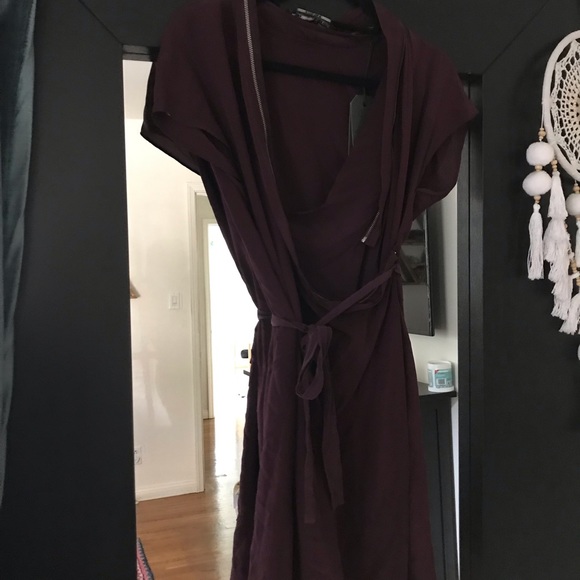 burgundy silk wrap dress